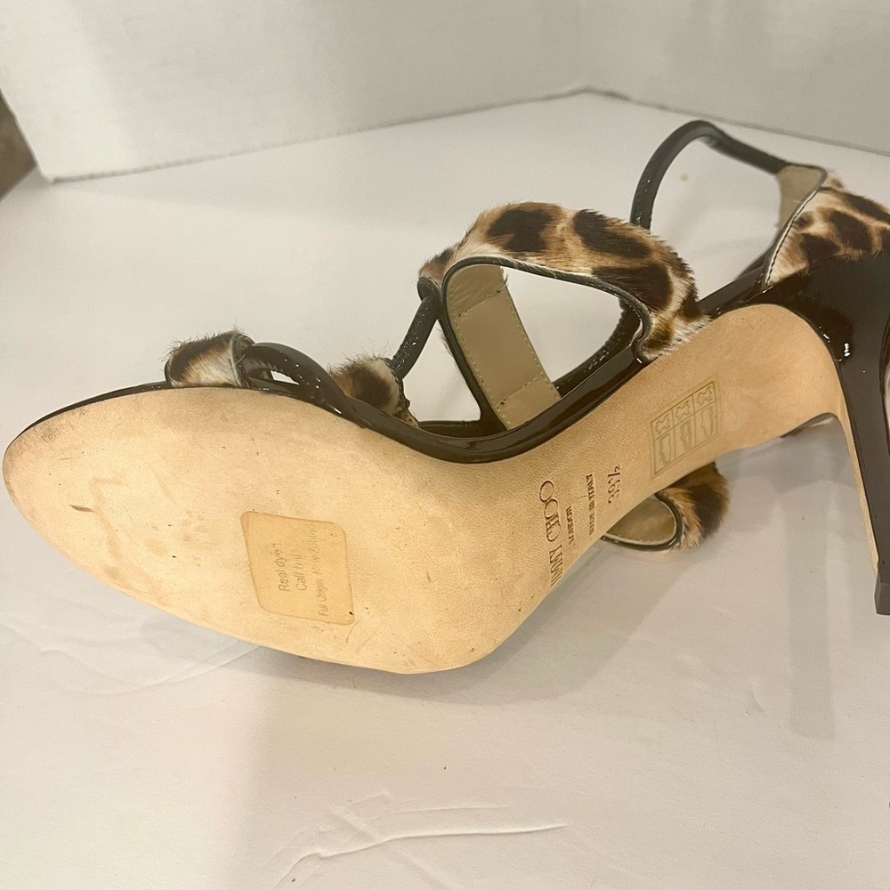 Jimmy Choo Leopard and Black Patent leather sides and Heels - Picture 2 of 6